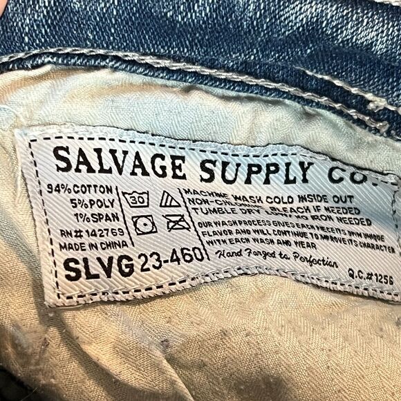Salvage Jeans Mens 27S Blue Denim Havoc Slim Straight Light Wash Western Cowboy - Picture 4 of 9